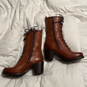 Lace up leather boots